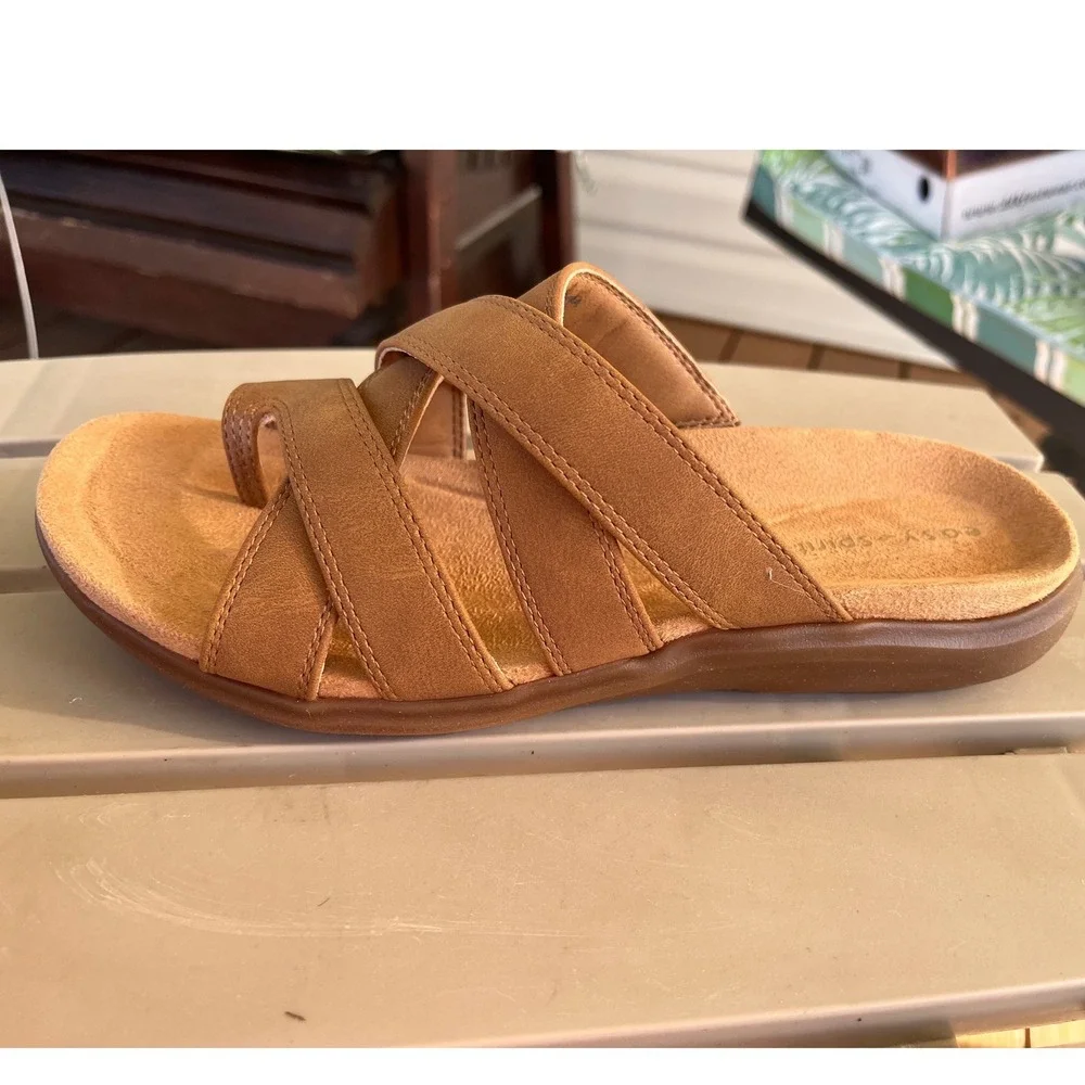 Easy Spirit Westly3 Womens 5.5 M Brown Toe Loop Slide Sandals New in Box